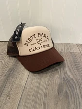 Dirty Hands Clean Money Hat Troll Co. Trucker Style Snapback Brown & Beige