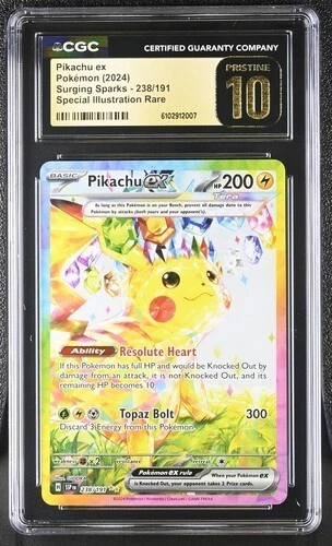 Pikachu ex 238/191 Sv08: Surging Sparks Holo - PRISTINE 10!! VERY RARE!!