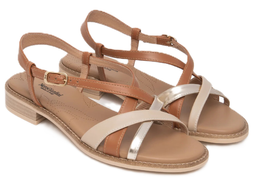 BLACK GARDENS E615890D 453 SANDALS SHOES WOMEN BUCKLE LEATHER STRAP LINEN 31990₽