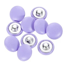 25pcs PU Leather Covered Button 15mm Aluminum Shank Round Button, Purple
