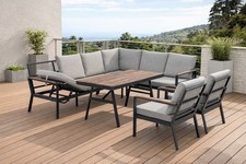 Eck Lounge Set Sitzgruppe Gartenmöbel Garnitur Gruppe Alu hoch Outdoor Nonwood