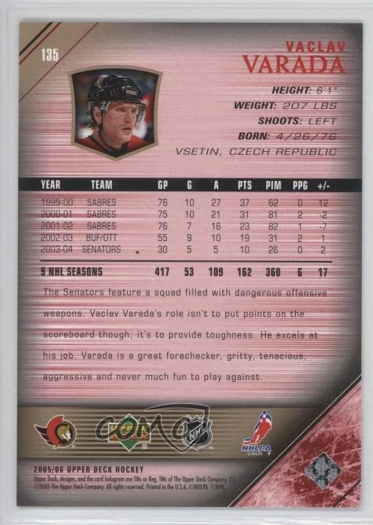 2005-06 Upper Deck 2005 Canadian Fall Expo /10 Vaclav Varada #135 - Image 2 of 2