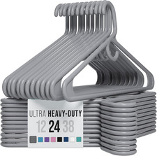 Ultra Heavy Duty Plastic Clothes Hangers - Grey - Durable Coat, Suit and Clothes
