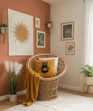 Vintage Rattan Wicker Peacock Chair Boho Oriental