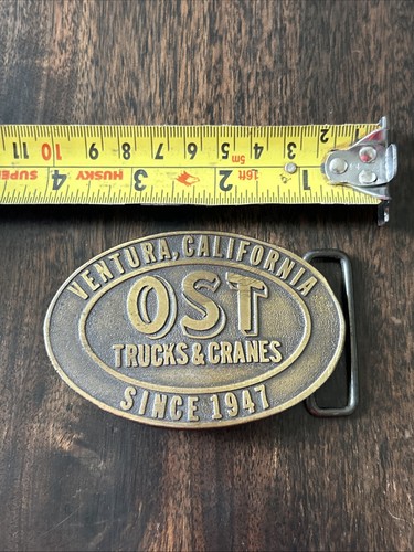 OST TRUCKS & CRANES VENTURA CALIFORNIA MASSIVE MESSING GÜRTELSCHNALLE SEIT 1947 VTG - Bild 7 von 7