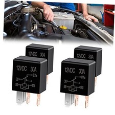 4 Pack Car 5 Pin 12V 30A Waterproof Relay, Multi-Purpose Heavy Duty Standard