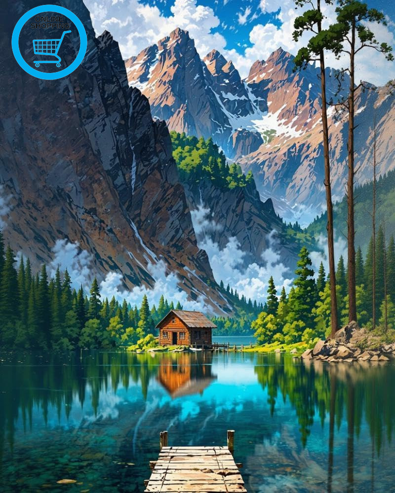 Paint by Numbers for Adults, Mountain Landscape Paint by Numbers Kits for Beginn