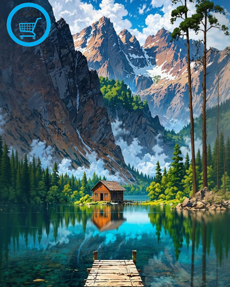 Paint by Numbers for Adults, Mountain Landscape Paint by Numbers Kits for Beginn