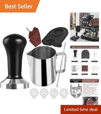 Image of Professioanl Coffee Tamper Set: 51mm Tamper, Milk Jug, and Art Stencils Included