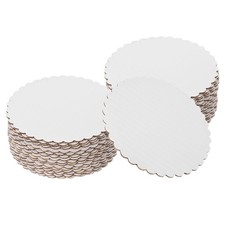 50 Pcs Scalloped Cake Circle Base, 4.9 Inch Cake Cardboards, White