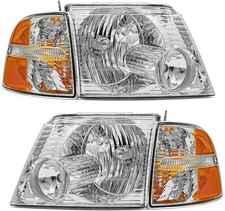 Chrome Housing Amber Reflector Headlight for 2002-2005 Ford Explorer