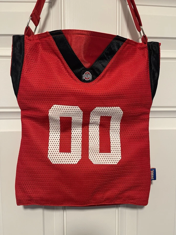 Ohio State Buckeyes Jersey Purse Football Basketball Messenger Handbag 16”x14” - Image 3 of 4