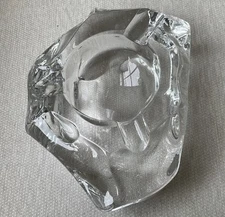 MCM Ice Block Crystal Glass Clear Ashtray Cigar/Cigarette VINTAGE 3 Slots