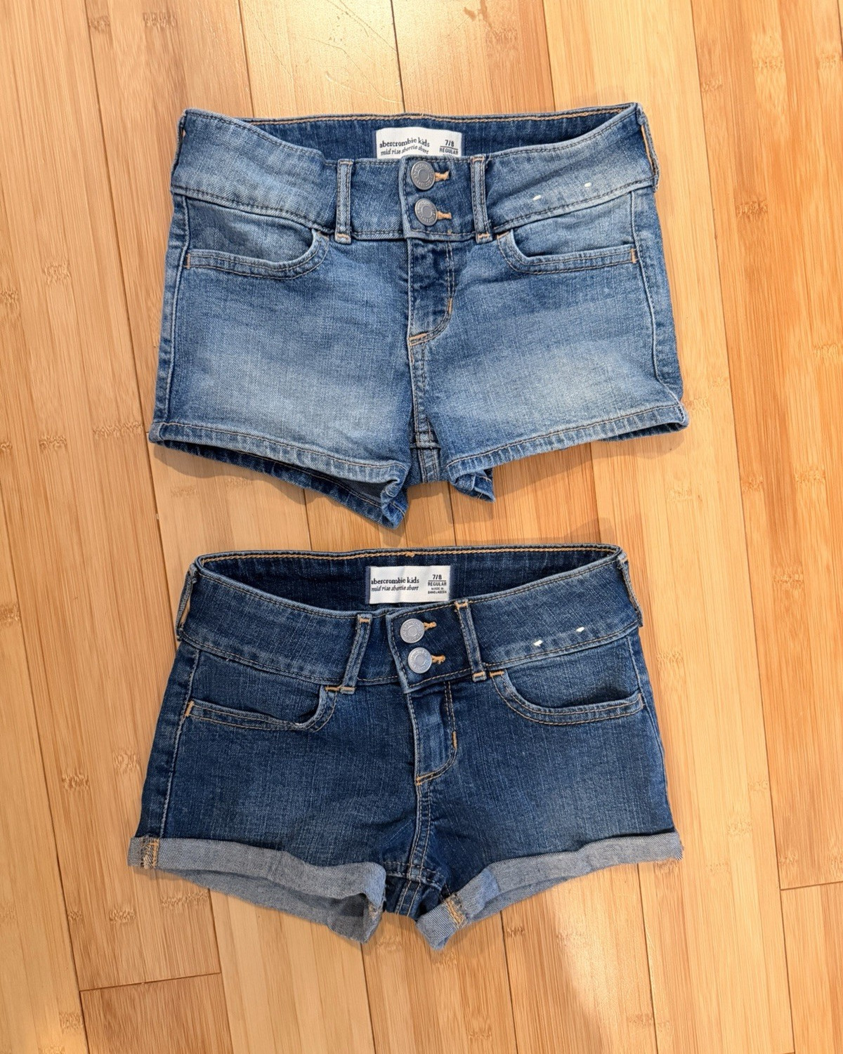 Abercrombie Kids Girls Blue Denim Shorts Size 7/8 Medium Wash Cuffed Pockets