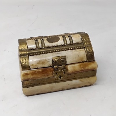Vintage indische Kamelknochen und Messing Schmuckschale - Schmuckkästchen mit Verschluss