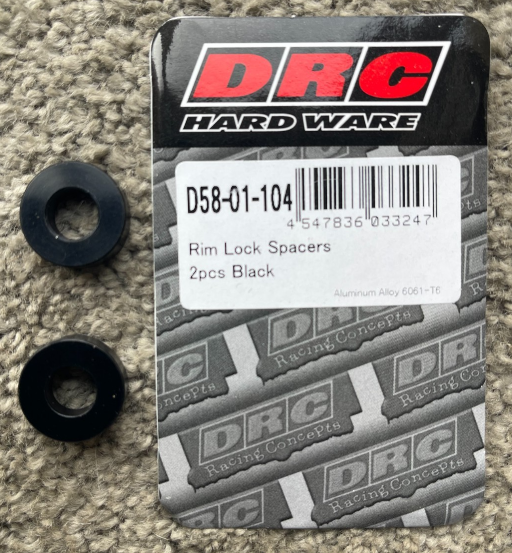 DRC ALUMINIUM RIM LOCK SPACERS  ONE PAIR  MOTOCROSS MX ENDURO BLACK