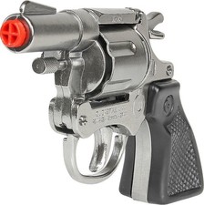 Gonher 357 Colt Detective Revolver 8 Shot Die-Cast Toy Cap Gun Silver - Spain