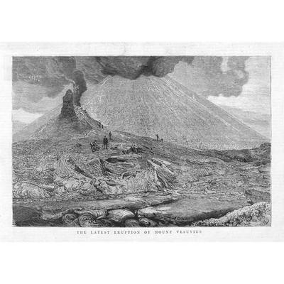 ITALIEN Der neueste Ausbruch des Vesuvs - antiker Druck 1880