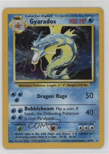 Gyarados Holo Pokemon Base Set #6 1999