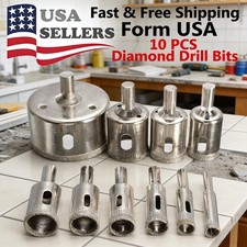 10PCS Diamond Hole Saw Drill Bit Set Maker Cutter Glass Ceramic Tile Porcelain