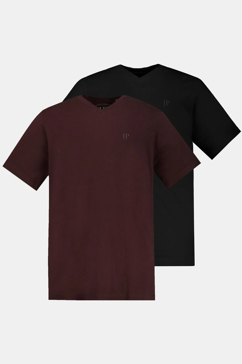 JP 1880 Heren grote maten grote maten Menswear L-8XL T-shirts, basic, 2-pack, ronde hals, tot 8XL 702637, donkerviolet, 7XL