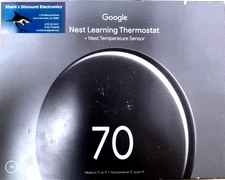 Google Nest Learning Thermostat (4th Gen)Temperature Sensor Polished Obsidian OB