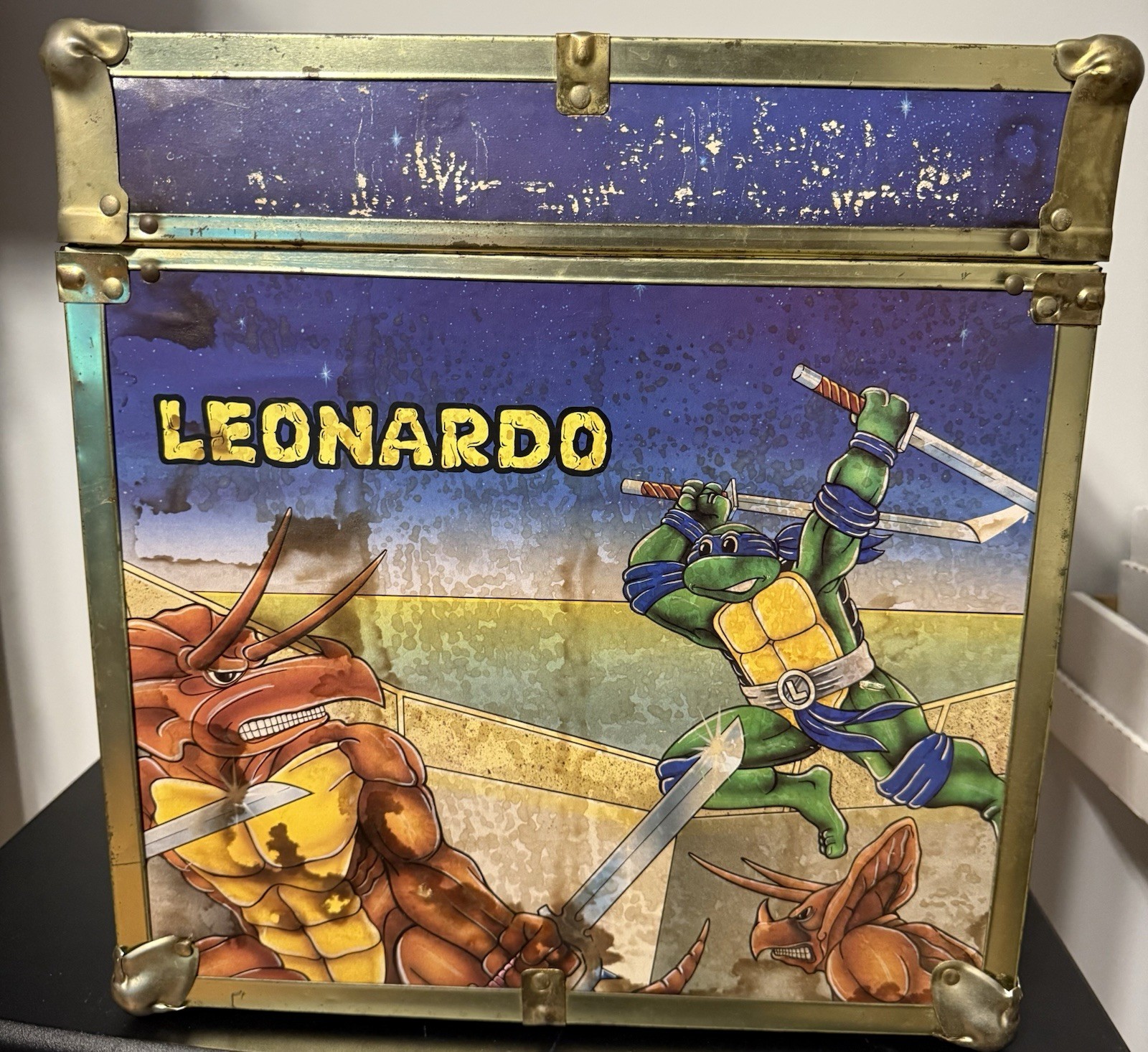 VINTAGE 90s Teenage Mutant Ninja Turtles Toy Storage Chest Trunk - 16" x 16"