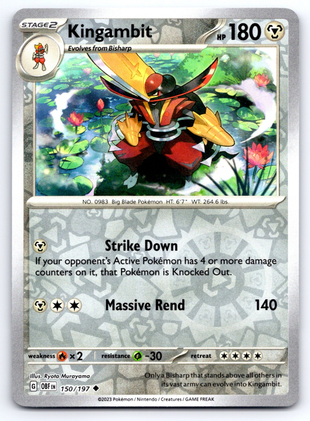 Pokemon SV03: Obsidian Flames Kingambit Uncommon (OBF) Reverse Holo 150/197 NM