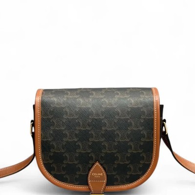 Celine Medium Folco Bag Black Brown Triomphe (zs071526a1r)