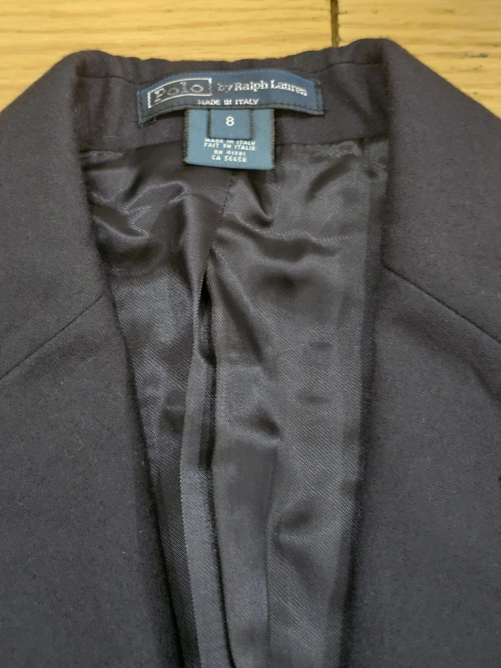 NUEVO CON ETIQUETAS Polo Ralph Lauren Niños Azul Marino Dorado Botón Lana Blazer Chaqueta $325 Italia Foto 3 de 4