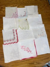 Lot 12 1 VTG Ladies Handkerchiefs Tatting, Lace, Applique, Corner Embroidery EUC