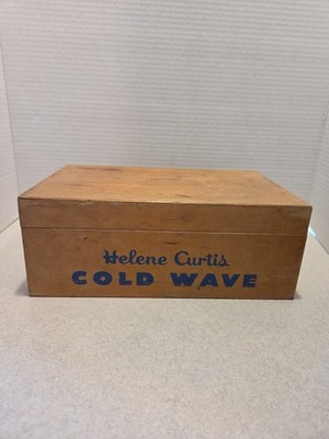 Vintage Wooden Helene Curtis Cold Wave Box With Rollers!
