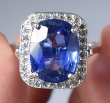 13.64 Ct Certified Natural Ceylon Blue Sapphire Oval Gemstone Engagement Ring
