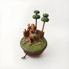 ANRI Thorens Wood Music Box Switzerland Child Birds Plays BORN FREE