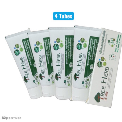 4 Tubes Tree Herb Herbal Toothpaste Thai Natural  Fresh Breath   80g