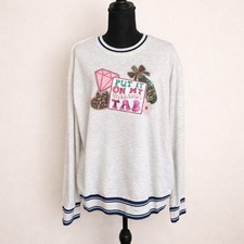 Simply Southern Womens Large Gray Graphic Sweatshirt Sequin NWT Oversized