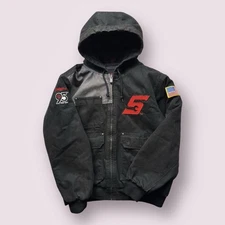 Men’s Snap-On 95th Anniversary Zip Up Hooded Work Jacket Black Tools Sz L Canvas