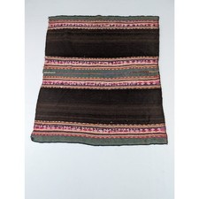 Textil de lana tejido a mano tradicional boliviano Aguayo vintage 40x35 pulgadas