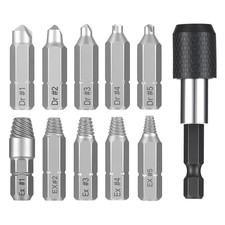 11 Pcs Screw Extractor Set With Self-locking Extension Rod Fix Stripped Dama