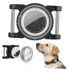 for Airtag Dog Collar Holder Waterproof, Easy Rotate Installation with Black