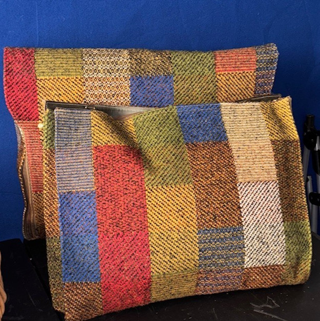 Two Messenger Portfolio Bags Patchwork Wool Tweed… - image 1