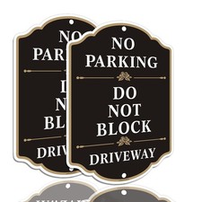 No Parking Do Not Block Driveway Sign, 2 Pack 10  x14   Metal Sturdy