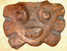 Vintage Pre-Columbian CARVED FACE-Animal?-2.5 x 2"