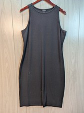 Torrid Womens Plus Size 1X Solid Black Ribbed Bodycon Dress Sleeveless