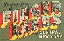 1940s Finger Lakes New York Multi View Teich linen Postcard 25-11718