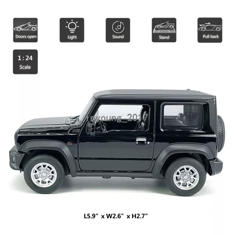 Suzuki Jimny 1: 24 压铸模型汽车玩具车门开灯声音黑色 — 第 2/4 张图片