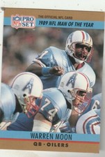 FREE SHIPPING-MINT-1990 Pro Set Award Winner Warren Moon #4 OILERS +BONUS CARDS