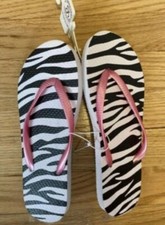 So Zebra Print Flip Flops Sandals Size 5-6 Small NWT