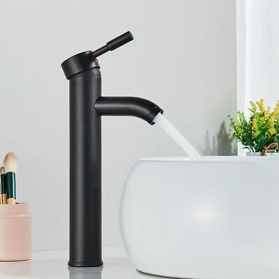 LUXUSDUSCHE Tall Waterfall Bathroom Sink Tap Basin Mixer Monobloc Brass Faucet Matte Black