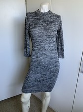 Lulus small 3/4 sleeve gray crew neck pullover mini bodycon dress